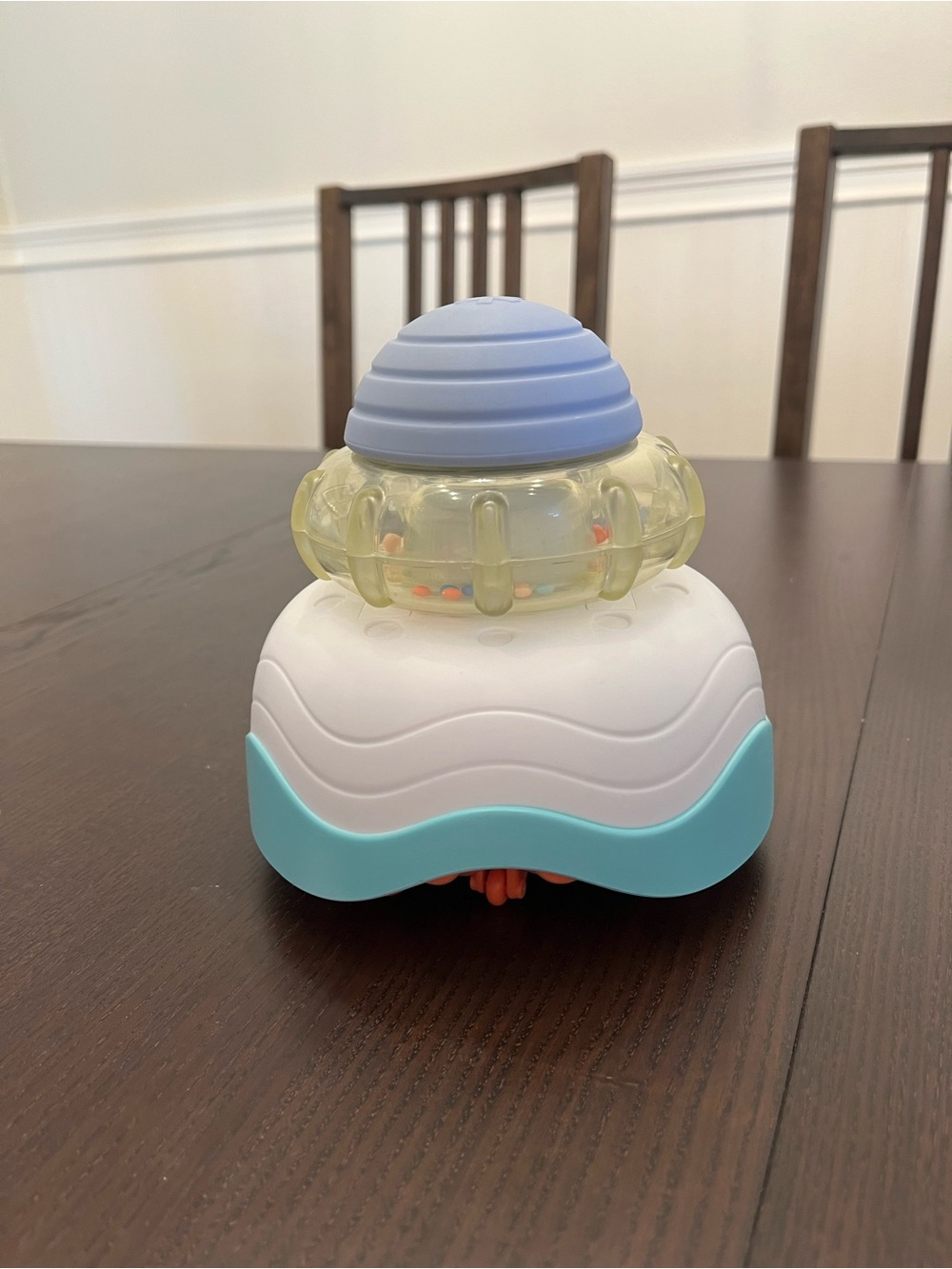Skip Hop White Aqua Yellow Transparent Stacking Rattle Toy